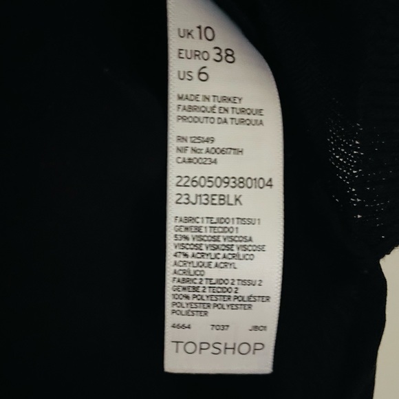 *DONATED* TOPSHOP Black Long Sleeved Top Mock Layer Sweater Back - Picture 4 of 12